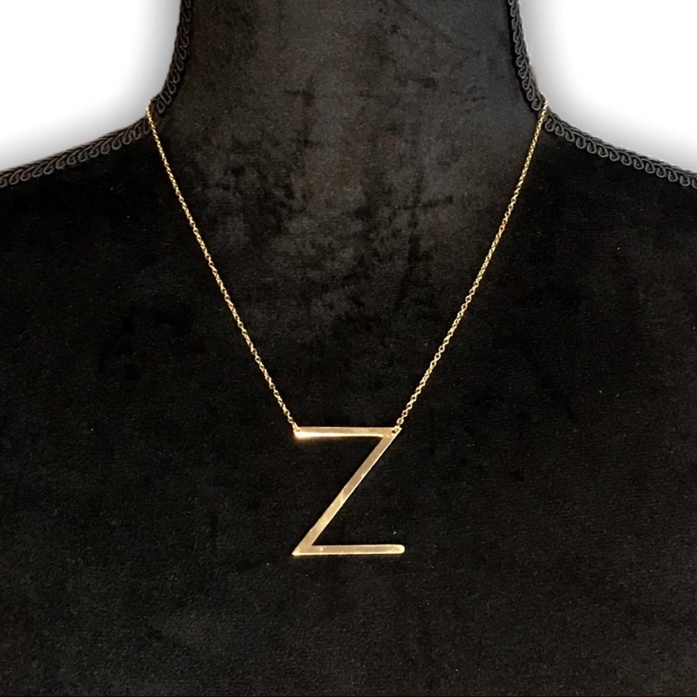 Gold Initial Pendant Necklace Letter A-Z - Picture 2 of 9